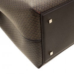 Pre Owned Carolina Herrera Brown/Gold Monogram Coated Canvas and Leather Top Handle Bag