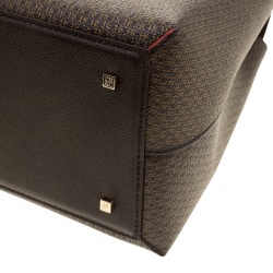 Pre Owned Carolina Herrera Brown/Gold Monogram Coated Canvas and Leather Top Handle Bag