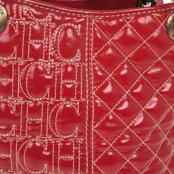Pre Owned Carolina Herrera Red Quilted Monogram Tote