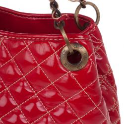 Pre Owned Carolina Herrera Red Quilted Monogram Tote