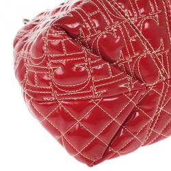 Pre Owned Carolina Herrera Red Quilted Monogram Tote
