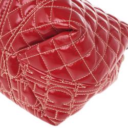 Pre Owned Carolina Herrera Red Quilted Monogram Tote