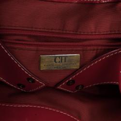 Pre Owned Carolina Herrera Red Quilted Monogram Tote