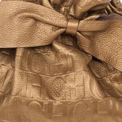 Pre Owned Carolina Herrera Gold Monogram Embossed Bag