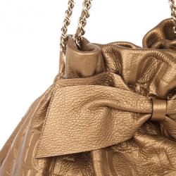 Pre Owned Carolina Herrera Gold Monogram Embossed Bag
