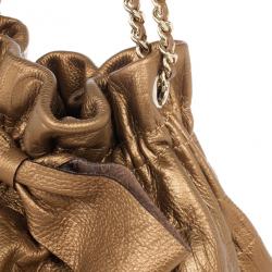 Pre Owned Carolina Herrera Gold Monogram Embossed Bag