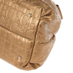 Pre Owned Carolina Herrera Gold Monogram Embossed Bag