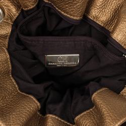 Pre Owned Carolina Herrera Gold Monogram Embossed Bag
