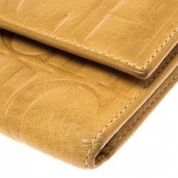 Pre Owned Carolina Herrera Yellow Monogram Compact Wallet