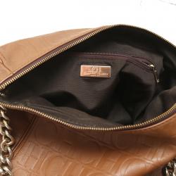 Pre Owned Carolina Herrera Brown Leather Chain Shoulder Bag