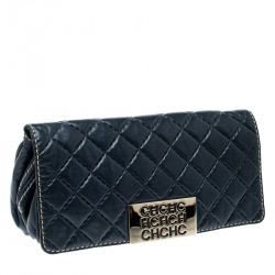 Pre Owned Carolina Herrera Blue Quilted Leather Clutch