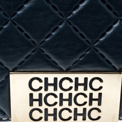 Pre Owned Carolina Herrera Blue Quilted Leather Clutch