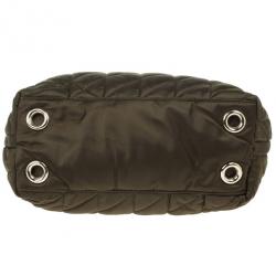 Pre Owned Carolina Herrera Green Nylon Quilted Tote