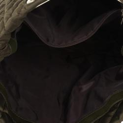 Pre Owned Carolina Herrera Green Nylon Quilted Tote