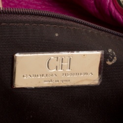 Pre Owned Carolina Herrera Hot Pink Monogram Leather Audrey Shoulder Bag