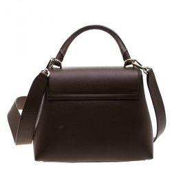 Pre Owned Carolina Herrera Brown Monogram Leather Top Handle Bag