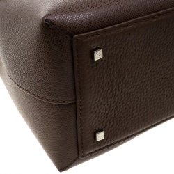 Pre Owned Carolina Herrera Brown Monogram Leather Top Handle Bag