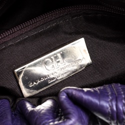 Pre Owned Carolina Herrera Purple Embossed Leather Bucket Shoulder Bag