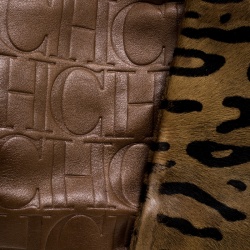 Pre Owned حقيبة يد كارولينا هيريرا شعر وجلد بنية