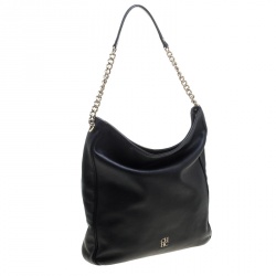 Carolina Herrera Black Leather Shoulder Bag
