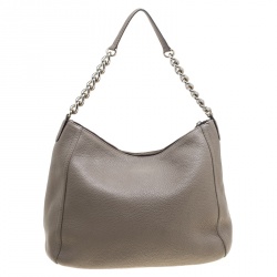 Pre Owned Carolina Herrera Beige Leather Hobo