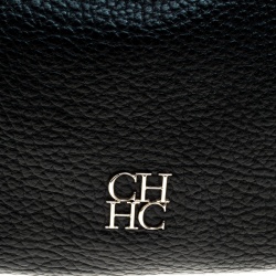 Carolina Herrera Black Pebbled Leather Hobo