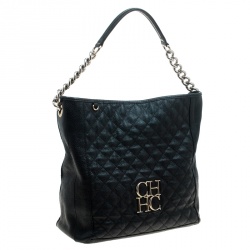 Pre Owned Carolina Herrera Black Quilted Leather Shoulder Bag