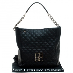 Pre Owned Carolina Herrera Black Quilted Leather Shoulder Bag