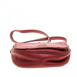Carolina Herrera Red Leather New Baltazar Shoulder Bag