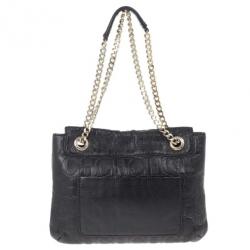 Pre Owned Carolina Herrera Black Monogram Leather Small Audrey Shoulder Bag