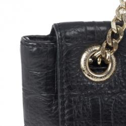 Pre Owned Carolina Herrera Black Monogram Leather Small Audrey Shoulder Bag