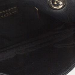 Pre Owned Carolina Herrera Black Monogram Leather Small Audrey Shoulder Bag