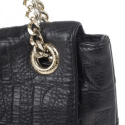 Pre Owned Carolina Herrera Black Monogram Leather Small Audrey Shoulder Bag
