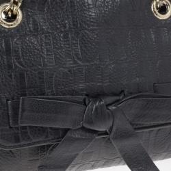Pre Owned Carolina Herrera Black Monogram Leather Small Audrey Shoulder Bag