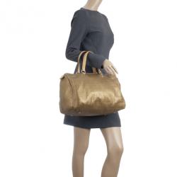 Pre Owned Carolina Herrera Bronze Leather Andy Boston Bag