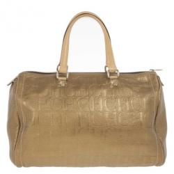 Pre Owned Carolina Herrera Bronze Leather Andy Boston Bag