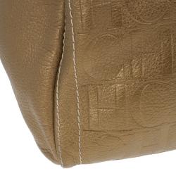 Pre Owned Carolina Herrera Bronze Leather Andy Boston Bag