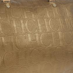 Pre Owned Carolina Herrera Bronze Leather Andy Boston Bag