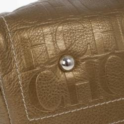 Pre Owned Carolina Herrera Bronze Leather Andy Boston Bag