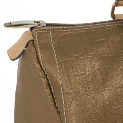 Pre Owned Carolina Herrera Bronze Leather Andy Boston Bag