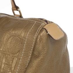 Pre Owned Carolina Herrera Bronze Leather Andy Boston Bag