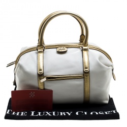 Pre Owned حقيبة كارولينا هيريرا جلد ذهبية/ بيضاء