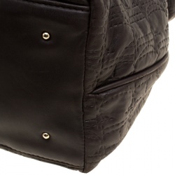Pre Owned Carolina Herrera Black Monogram Embossed Leather Tote