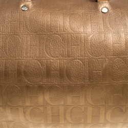 مملوكة مسبقًا Carolina Herrera Gold Monogram Leather Andy Boston Bag