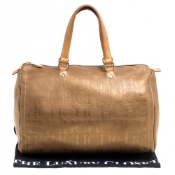 مملوكة مسبقًا Carolina Herrera Gold Monogram Leather Andy Boston Bag