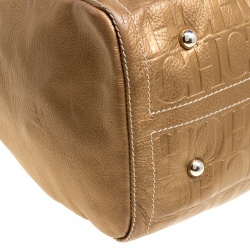 مملوكة مسبقًا Carolina Herrera Gold Monogram Leather Andy Boston Bag