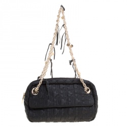 Pre Owned Carolina Herrera Black Monogram Nylon Shoulder Bag