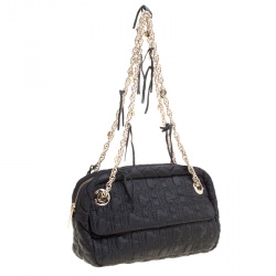 Pre Owned Carolina Herrera Black Monogram Nylon Shoulder Bag