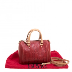 Pre Owned Carolina Herrera Burgundy Leather Andy Boston Bag