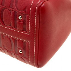 Pre Owned Carolina Herrera Burgundy Leather Andy Boston Bag